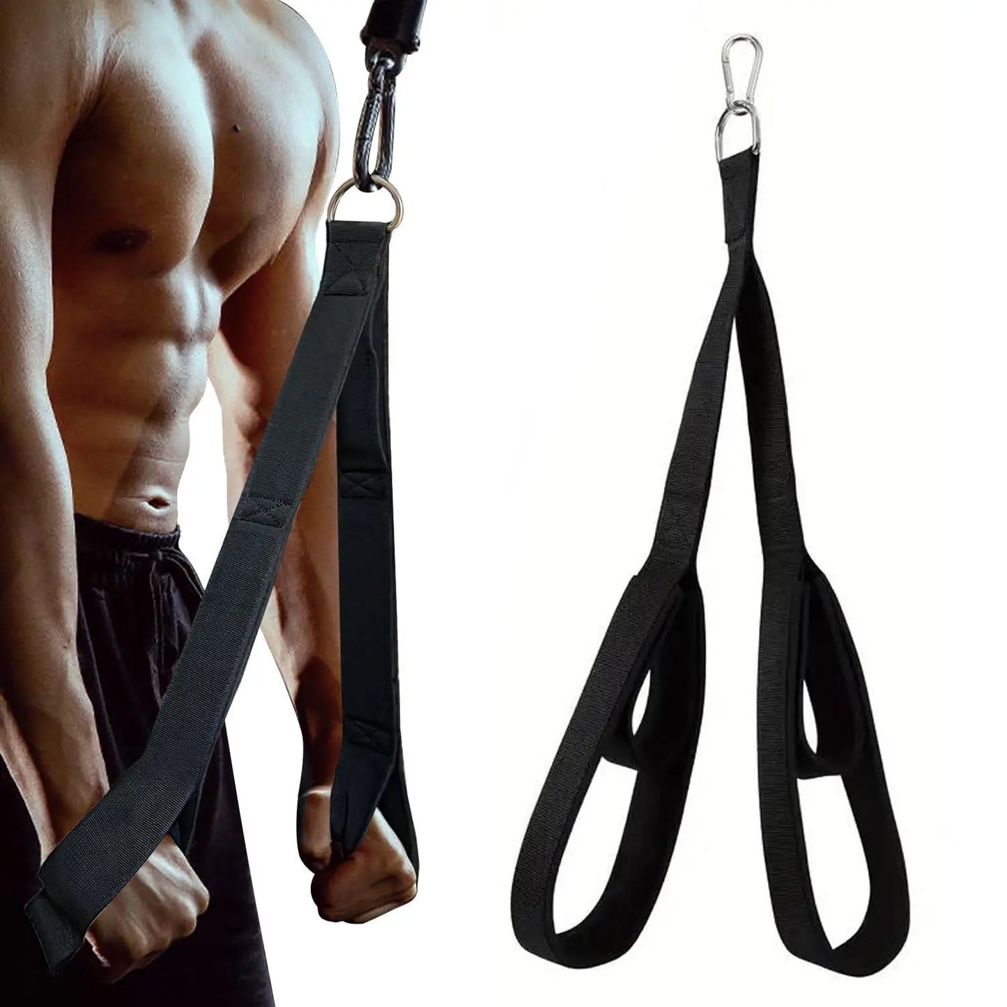 Cross-Border Biceps Triceps Rope Training Double-Ended Tension Rope Muscle Exercise Fitness Handle Lower Waist Rope Arm Rope, Gym Ring, Gym Accessories Bicep Curl, Gym Equipment, Workout Band Push down Home Gym Kit Gym Belt Hand Grips